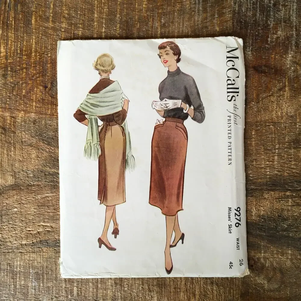McCalls Sewing Pattern 9276 Original 1953 Misses Skirt MCM Waist 26 COMPLETE
